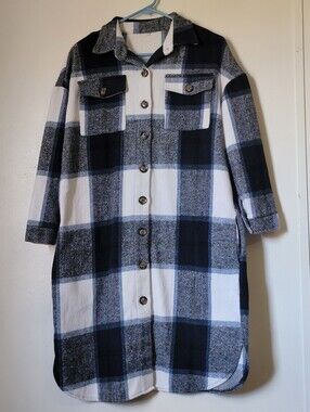 Heavy Duty Extra Long Sz Small Shacket Black/ White/ Blue